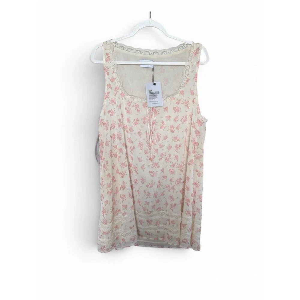 New Princess Polly Alanah Mini Dress Cream with Pink Floral Lace Trim